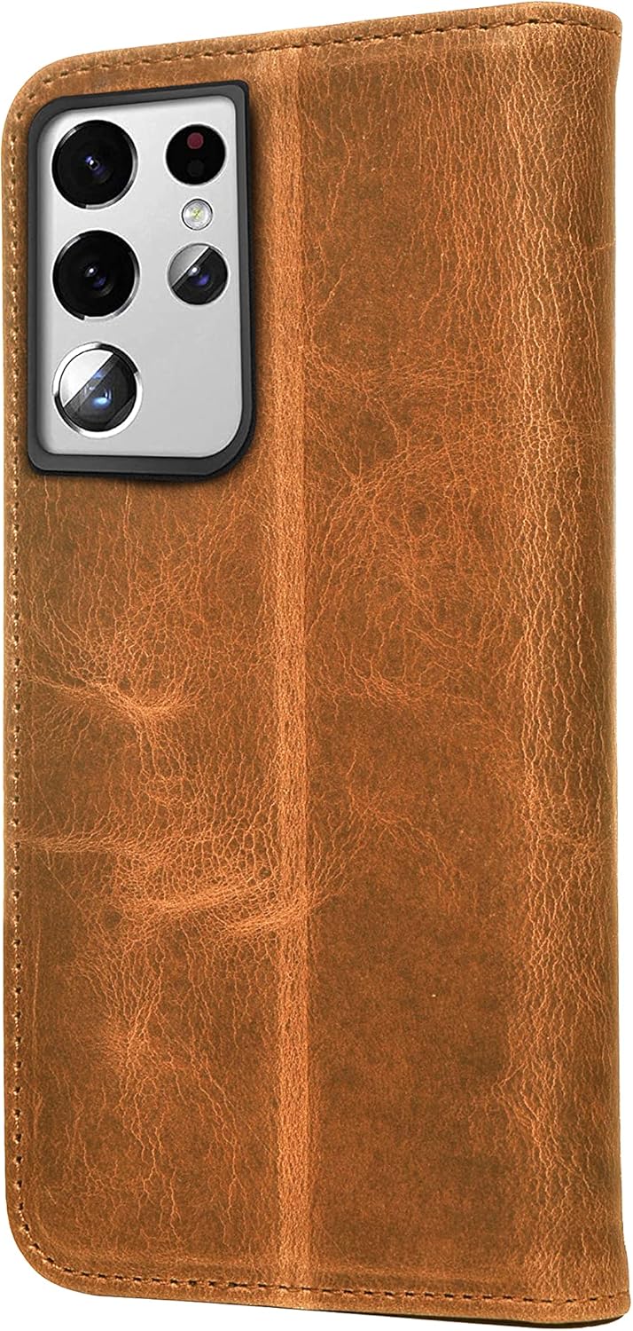 Porter Riley - Lederhülle für Samsung Galaxy S21 Ultra. Premium Echtleder Standhülle/Cover/Brieftasc