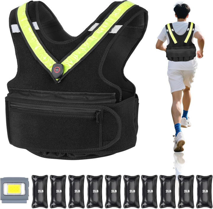 Gewichtsweste für Damen Weighted Vest für Sport und Laufen mit reflektierendem LED Gürtel und Aussen