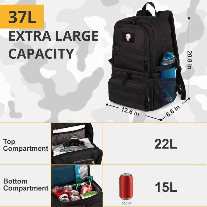 Taktischer Kühlrucksack für Herren, 28 Liter, mit 2 Fächern | Taktischer Kühlrucksack mit zwei Fäche