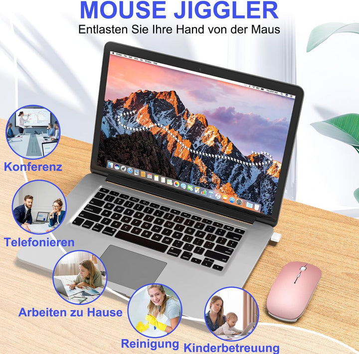 Azmall Bluetooth Kabellose Maus Jiggler Nicht Nachweisbar, Wiederaufladbare Maus Kabellos integriert
