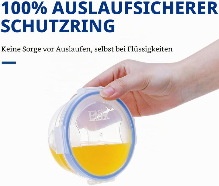 EASYLOCK Frischhaltedosen mit Deckel Rund 6er-Set 0,3L 0,6L 1,05L BPA-frei Kunststoff Gefrierdosen,