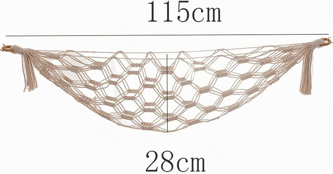 Boho-Organizer-Netztasche Obsthängematte für Küche unter Schrank Hängende Obst-Hängematte,ca. 115 cm