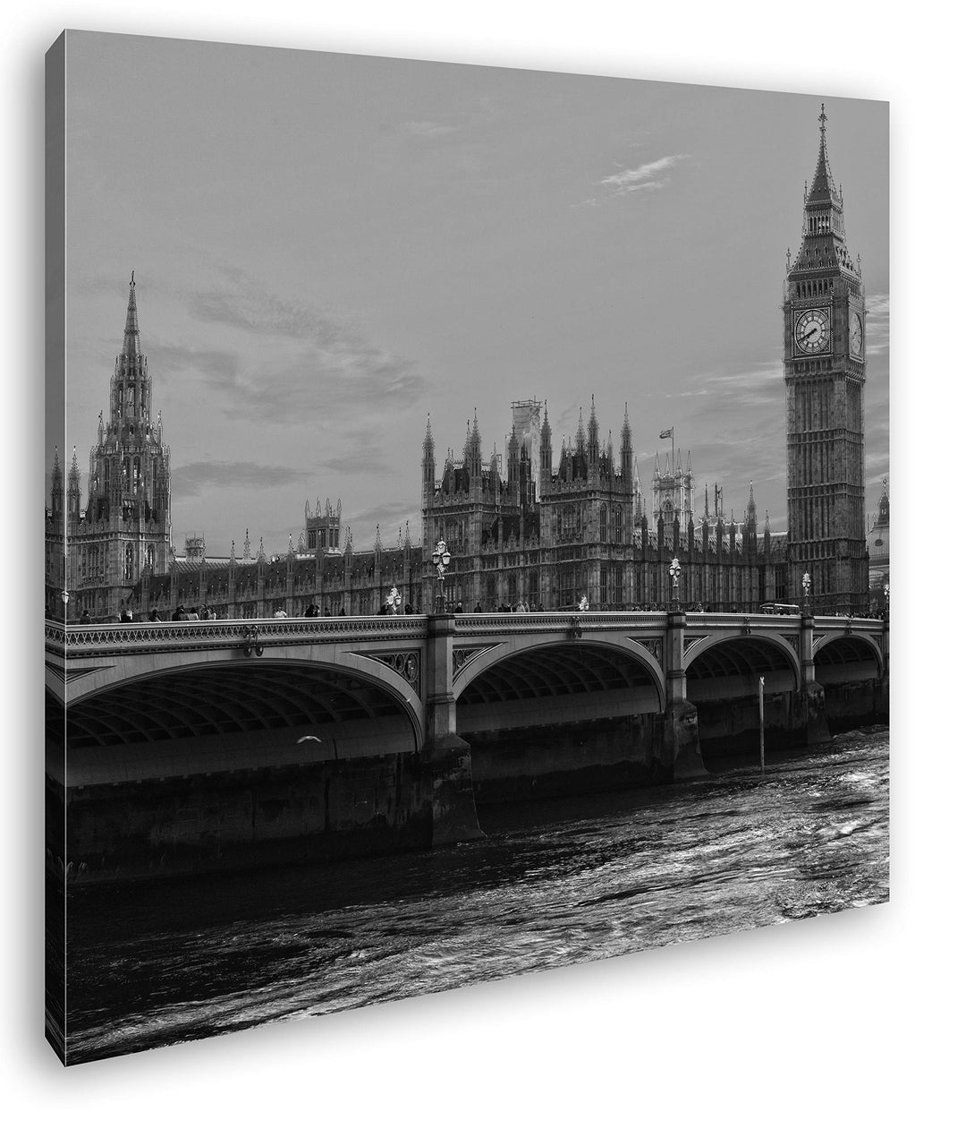 deyoli Parlament in London mit Big Ben im Format: 70x70 Effekt: Schwarz&Weiss als Leinwandbild, Moti
