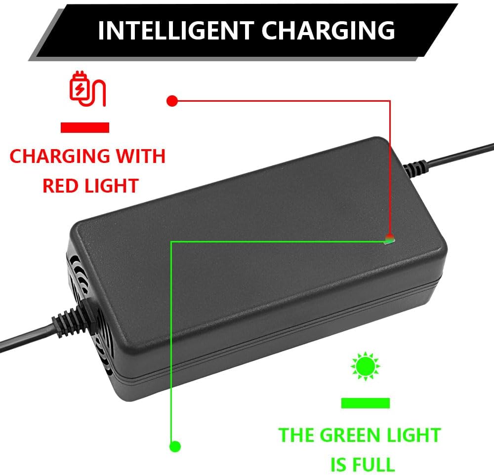 ZOYDP 54.6V 2A Li-ion Ladegerät für 48V 13S Lithium Batterie, E Scooter Ladekabel, e Scooter Ladeger