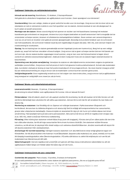 Callieway Orig Agility Slalom, TRICHTERSLALOM®, Gassenslalom, Agility Channel Weaves (FCI konform)