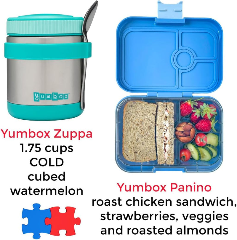 yumbox Panino M Lunchbox (Tropical Aqua) - mittelgrosse Brotdose mit 4 Fächern | Kinder Bento Box fü