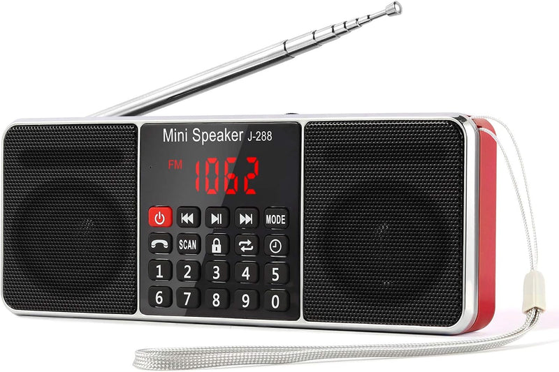 PRUNUS J-288 Tragbar AM(MW) UKW FM Bluetooth USB SD TF Radio MP3 mit Doppelmagnet Lautsprechern Ster