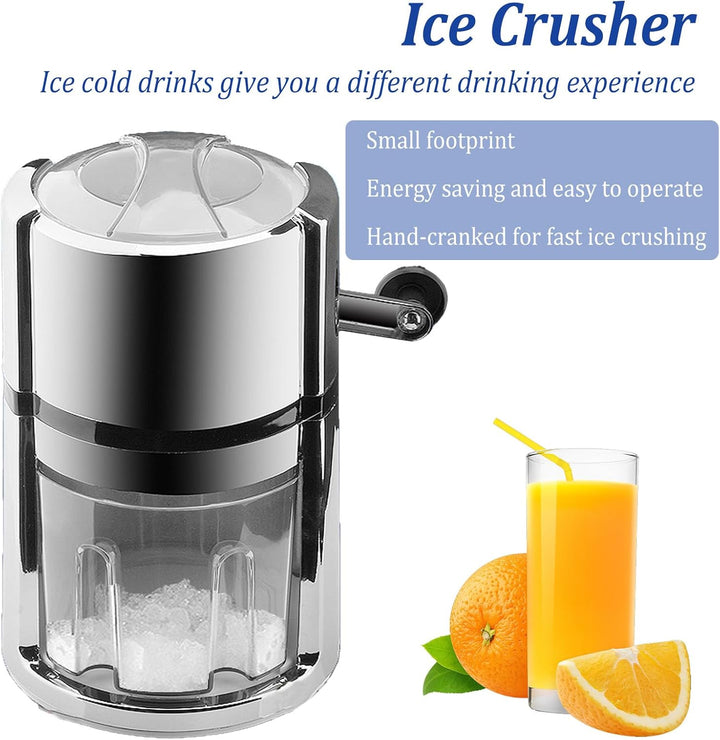 Edelstahl Manuell Ice Crusher,Tragbarer Eiszerkleinerer,Eiscrusher mit Eisschaufel,Eiscrusher für Sm