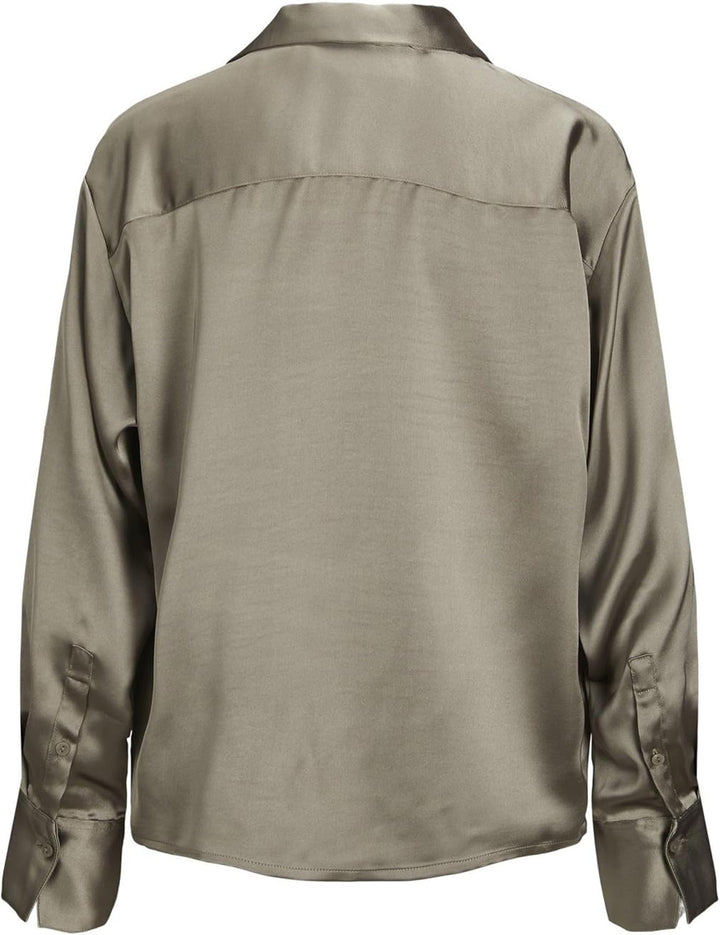 JACK & JONES Damen Jjxx Jxeva Ls Comfort Satin Shirt Noos Bluse XS Brindle, XS Brindle