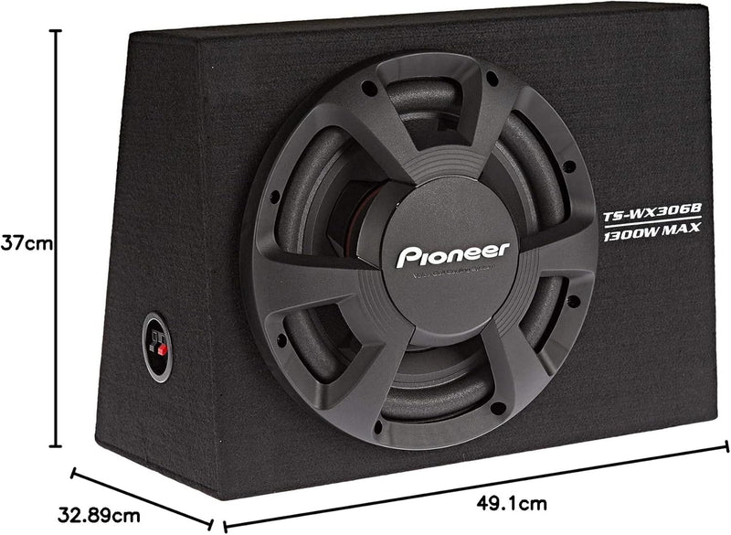 Pioneer TS-WX306B Aktivsubwoofer, leistungsstarker Gehäuse Subwoofer mit 1300 W Maximalleistung, 30