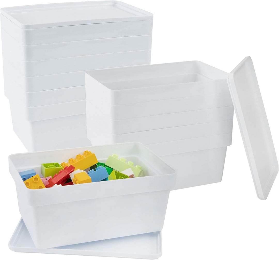 12 x Ordnungsbox mit Deckel - stapelbar - weiss - DINA5 Format - 12 cm hoch - 17x25x12 cm - 3,6 Lite