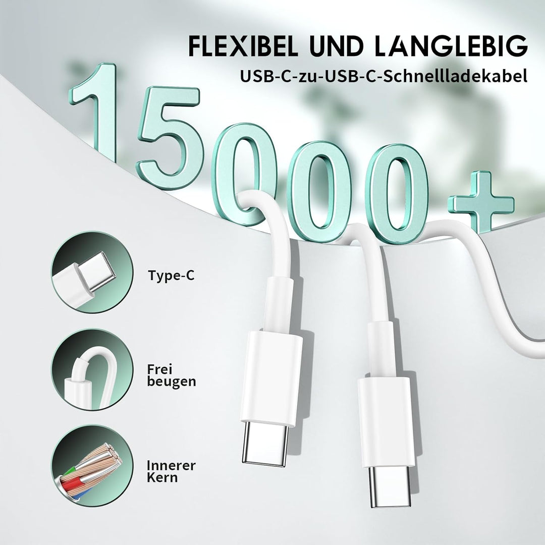 2Pack iPhone 17 16 15 Ladegerät, USB C Power Adapter mit 2M Ladekabel, Schnellladegerät iPhone Charg