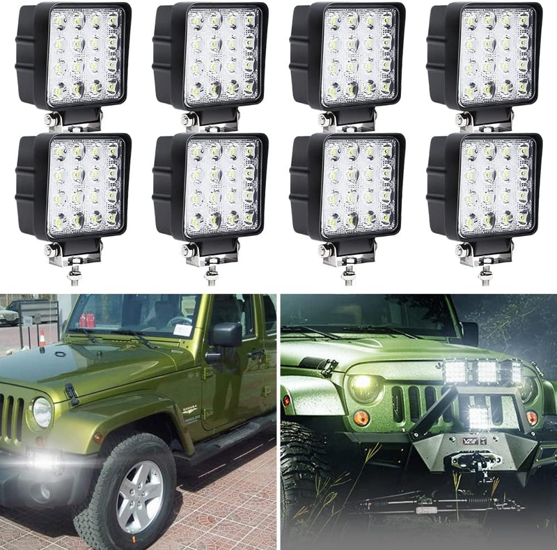 Ansobea LED Arbeitsscheinwerfer 8x 48W Scheinwerfer LED Auto Zusatzscheinwerfer 12v Offroad Strahler