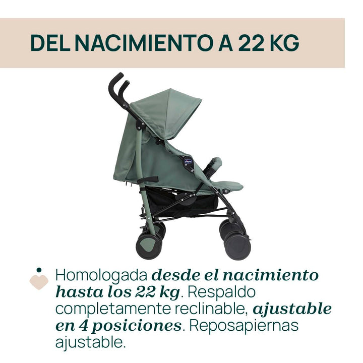 Chicco Echo Light Kinderwagen, Buggy von 0 Monaten bis 22 kg, verstellbare Rückenlehne, geräumiger S