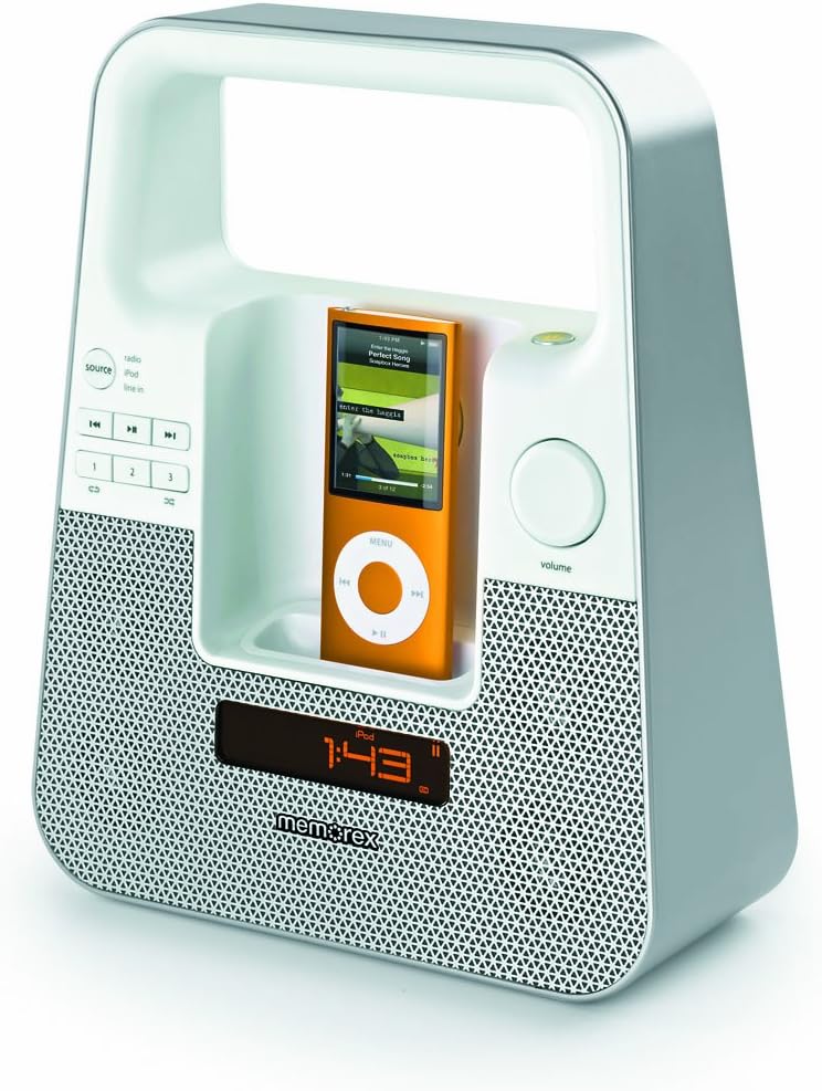 Memorex M10127 TagAlong Portable Boombox für iPhone und iPod (Integrierter Tragegriff, UKW-Radio, Li