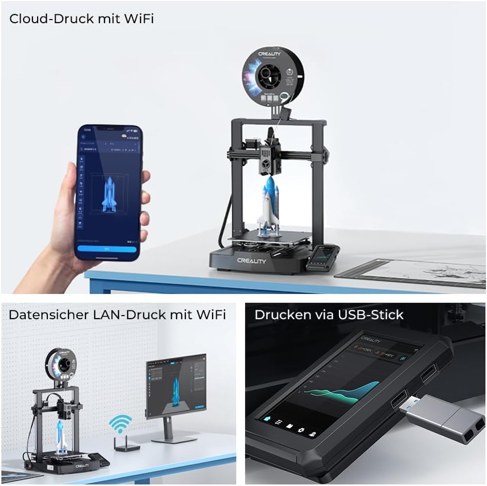 Creality Ender-3 V3 KE 3D Drucker, 500mm/s schnellere Druckgeschwindigkeit FDM Drucker mit Auto-Nive