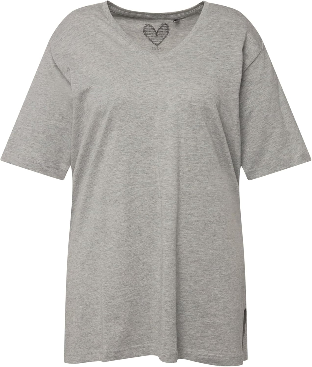 Ulla Popken Damen Basic-v-Shirt T 46-48 Hellgrau Mélange, 46-48 Hellgrau Mélange