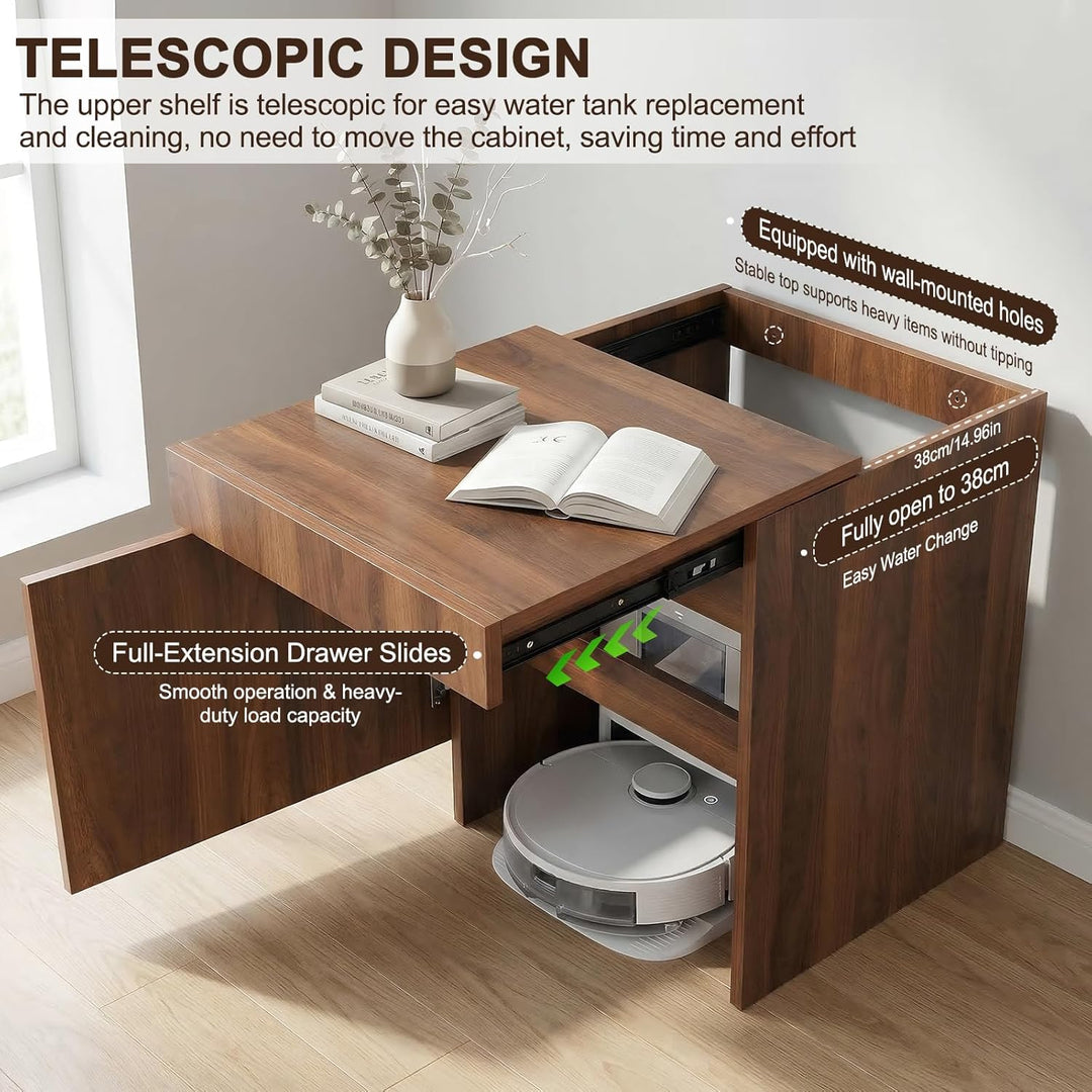Robot Vacuum Storage Cabinet with Doors Robot Vacuum Cabinet with Pull-Out Top Wood Freestanding Rac