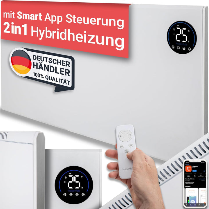 Heidenfeld Infrarotheizung & Konvektor HF-HP150 | 1000 Watt bis 25 m² | Hybrid Heizung | Steuerung v