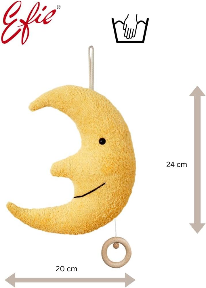 Efie Bio Spieluhr Mond – Bio-Baumwolle (kbA), Made in Germany, GOTS-zertifiziert – Melodie (Guter Mo