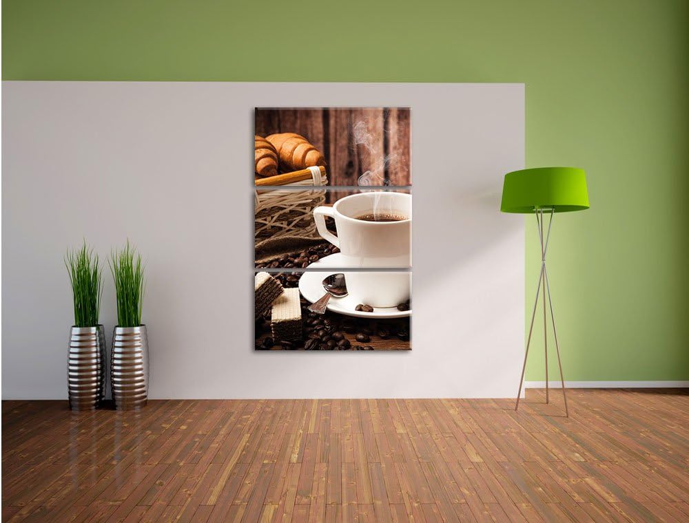 Pixxprint heiss aufgebrühter Kaffee 3-Teiler Leinwandbild 120x80 Bild auf Leinwand