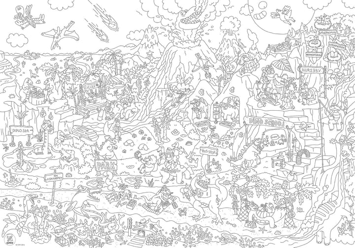 OMY pos31 Dino Poster zum Ausmalen Papier Mehrfarbig 100x70 cm DINOS, DINOS