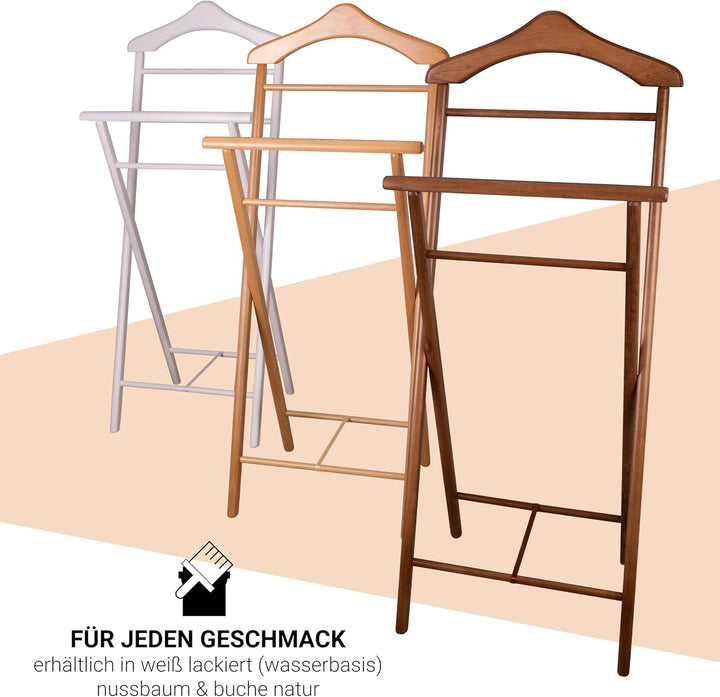 2er Set Stummer Diener aus Massiv Holz - klappbarer Herrendiener und Butler - fertig montierter Dame