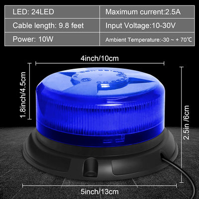 Dinfu Blaulicht Auto, Blau LED Rundumleuchte Auto Blitzleuchten Magnetfuss LED Rundumleuchte Blinkle