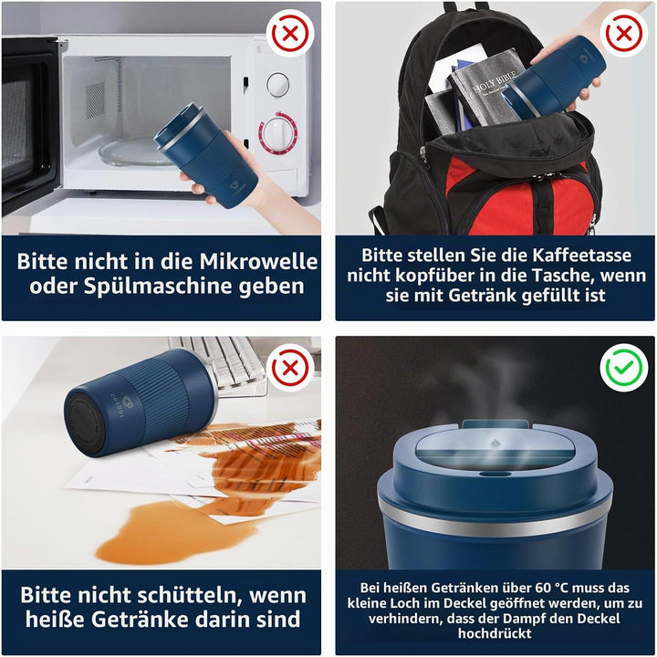 CS COSDDI Thermobecher- Isolierbecher, Edelstahl Travel Mug, 18oz/510ml Vakuum auslaufsicher Reisebe