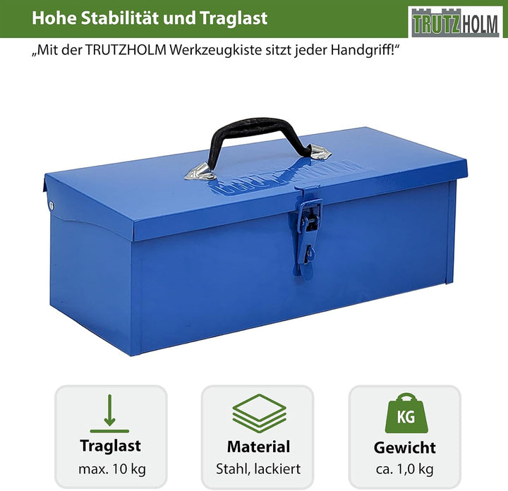 TRUTZHOLM Werkzeugkiste aus Stahl, klappbare Tragegriffe, universell einsetzbar (1 Fach Blau), 1 Fac