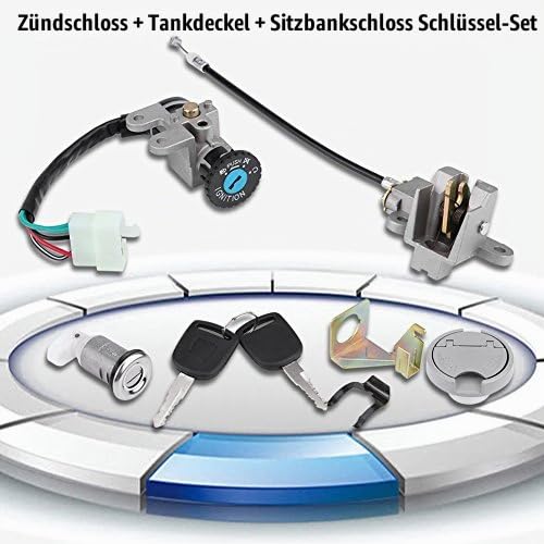 roller zündschloss, Zündschloss mit Schlüsselsatz Ersatz Duokon Zündschalter Schlüsselschloss Tankde