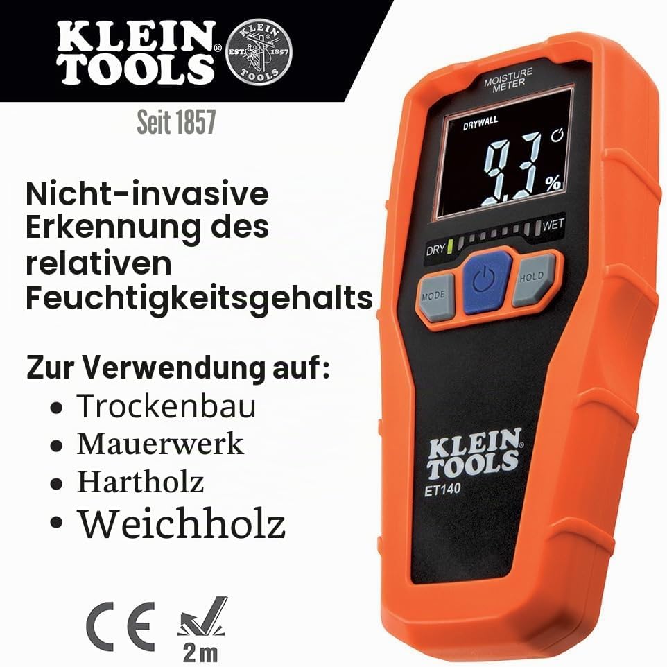 Klein Tools ET140 Materialfeuchtemessgeraet Messbereich Baufeuchtigkeit (Bereich) 0 bis 100% vol Mes