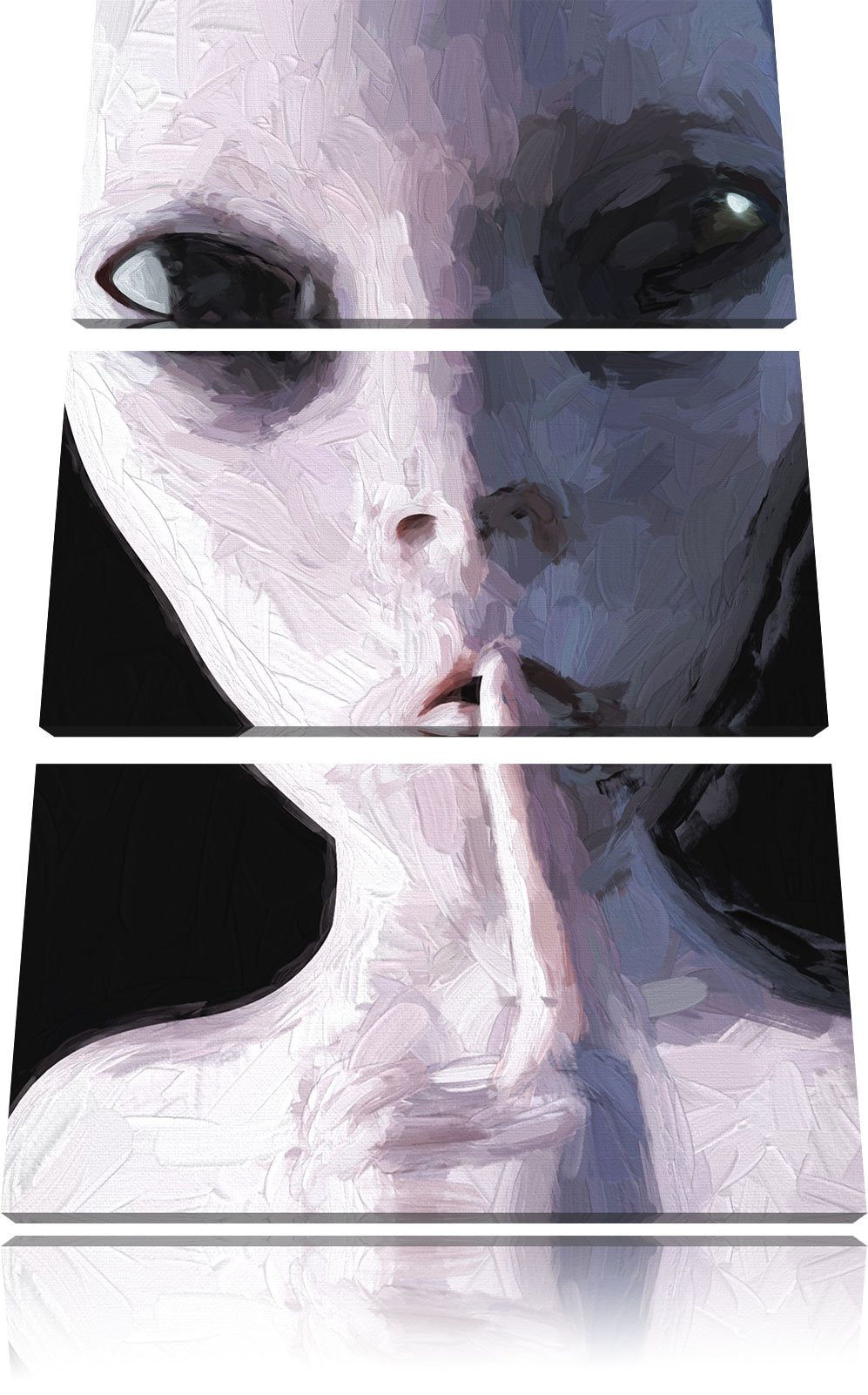 Pixxprint Alien - Nicht reden Kunst als Leinwandbild/Grösse: 3 Teilig (120x80) cm/Wandbild/Kunstdruc