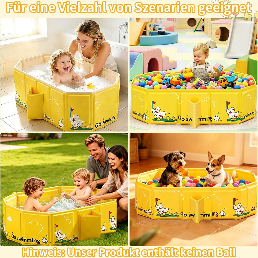 Babybadewanne Faltbare, Integrierte Baby Badewanne mit Stabilen Standfüssen und Doppeltem Ablauf, Re