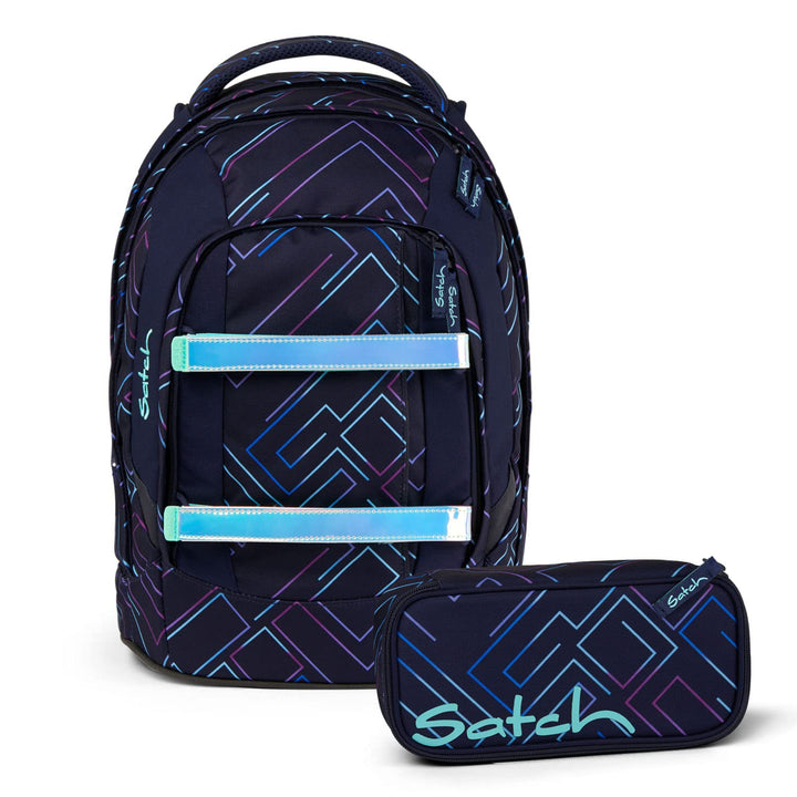 Satch Pack Schulrucksack Set 2tlg. inkl. Schlamperbox (Purple Laser) Purple Lazer, Purple Lazer