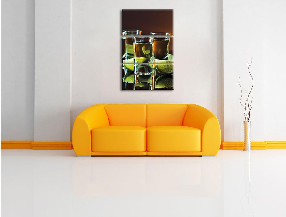 Pixxprint Tequila mit Limetten 3-Teiler Leinwandbild 120x80 Bild auf Leinwand