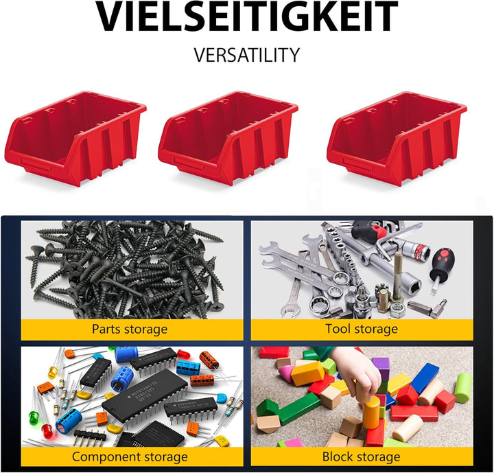 Werkstatt-Stapelkiste, Stapelbox aus PP Kunststoff, Sichtbox Stapelbox, Lagerboxen für Werkzeugswand