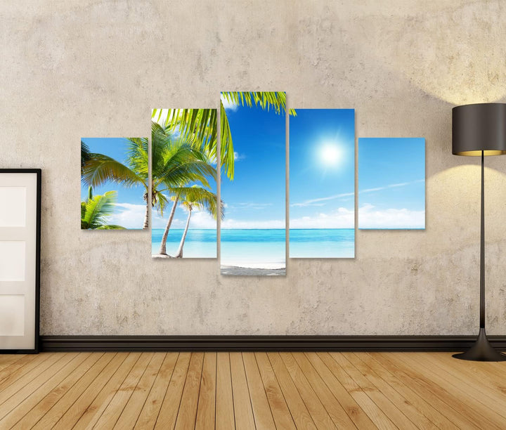 islandburner Bild auf Leinwand Karibisches Meer Strand Unter Palmen Bilder Wandbilder Poster Leinwan