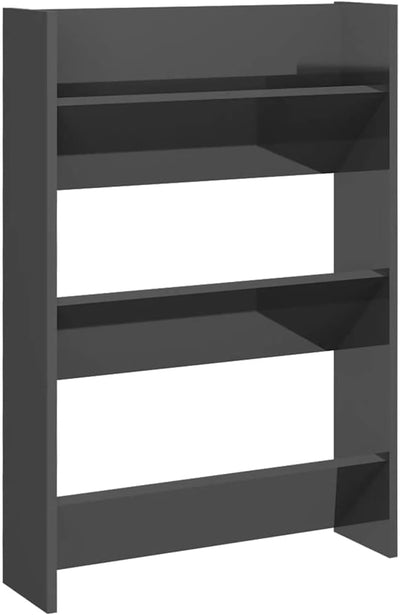 homiuse 2 Stück Wand Schuhschrank 60x18x90 cm mit 3 Kippböden Schuhregal Hochglanz Grau Wandbefestig