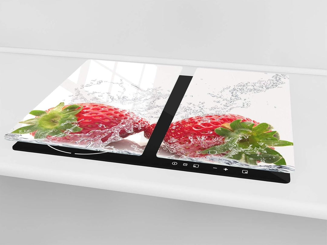 Küchenbrett aus Hartglas und Induktionskochplattenabdeckung – Schneideplatten SINGLE mit 60 x 52 cm