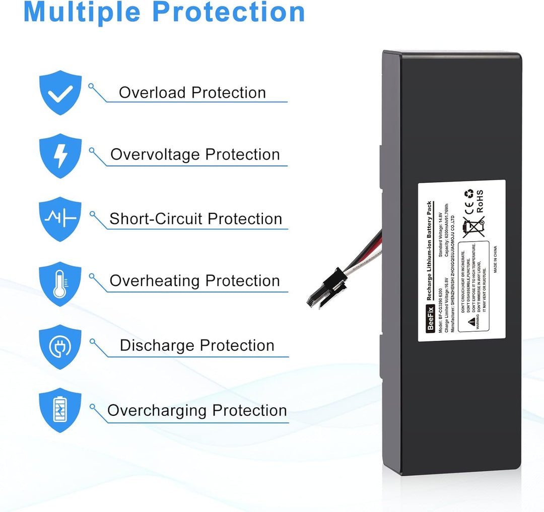 6200mAh Akku Ersatz für Conga 3290, 3390, 3490, 3590, 3690, 3790 y 3890 14.8V Li-ion Akku Batterie S