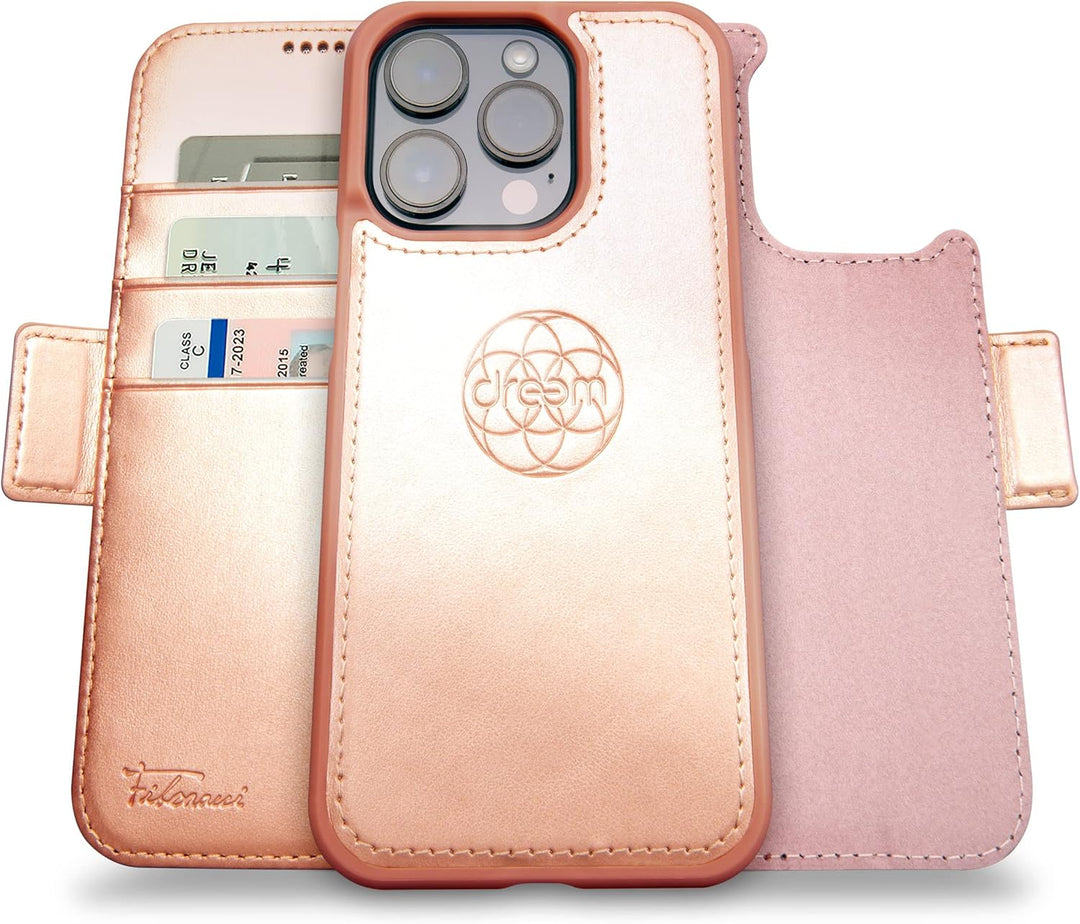 Dreem Fibonacci iPhone 14 Pro Max Brieftaschen-Etui / 2-in-1 stossfestes Etui und abnehmbares Folio