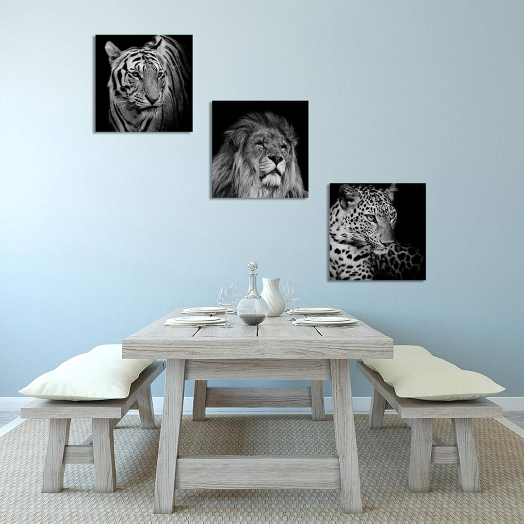 Feeby Bilder 3 Teile Löwe Tiger Elefant 210x70 cm Wohnzimmer Schlafzimmer Büro Flur Küche Wandbilder
