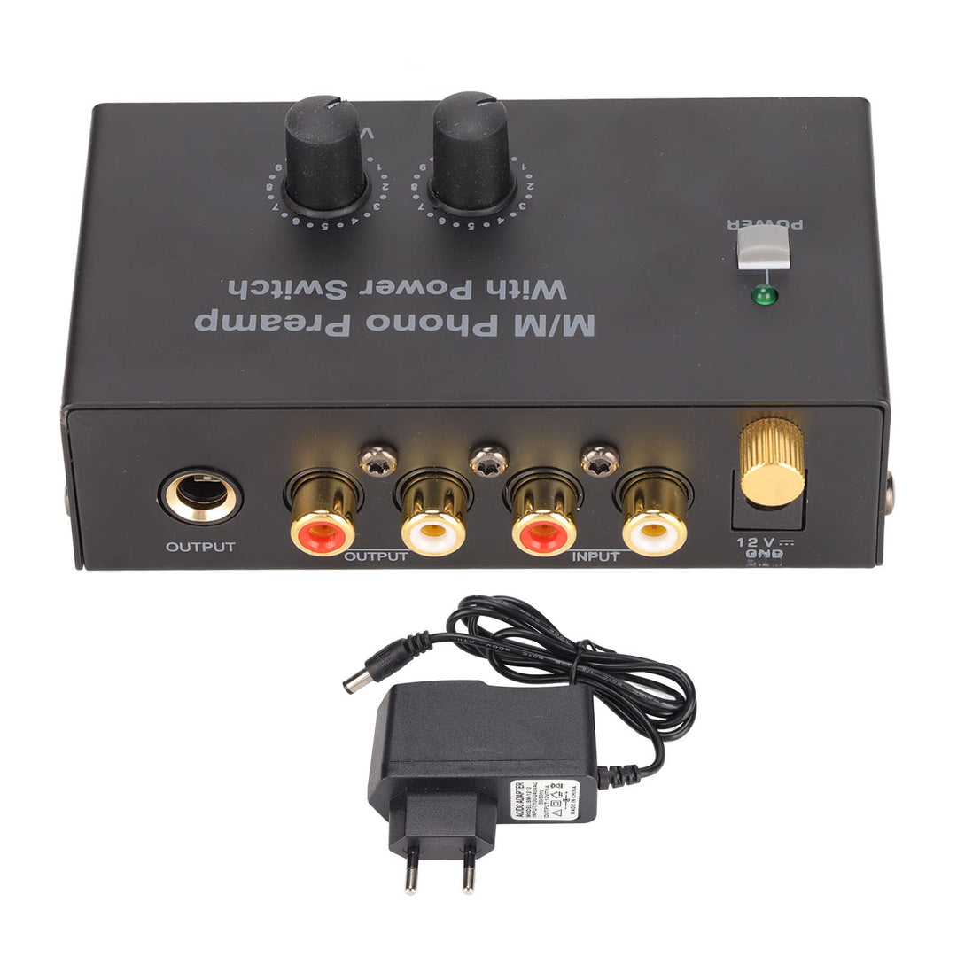 Phono-Vorverstärker für Plattenspieler-Vorverstärker, Phonographen-Vorverstärker mit DC 12V-Adapter,