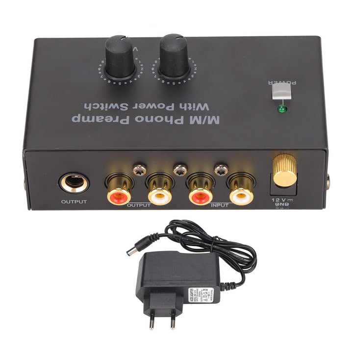 Phono-Vorverstärker für Plattenspieler-Vorverstärker, Phonographen-Vorverstärker mit DC 12V-Adapter,