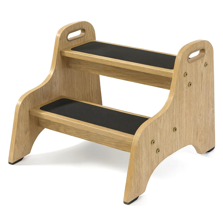 Tritthocker Kinder aus Holz – extra stabil & rutschfest, Anti-Rutsch Stufen, sichere Rundkanten, Fes