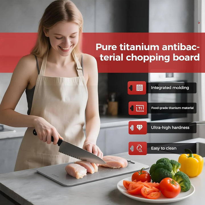 3 Stück Verdickt Titan Schneidebrett, S316 Edelstahl Titanium Cutting Board, Doppelseitiges Lebensmi