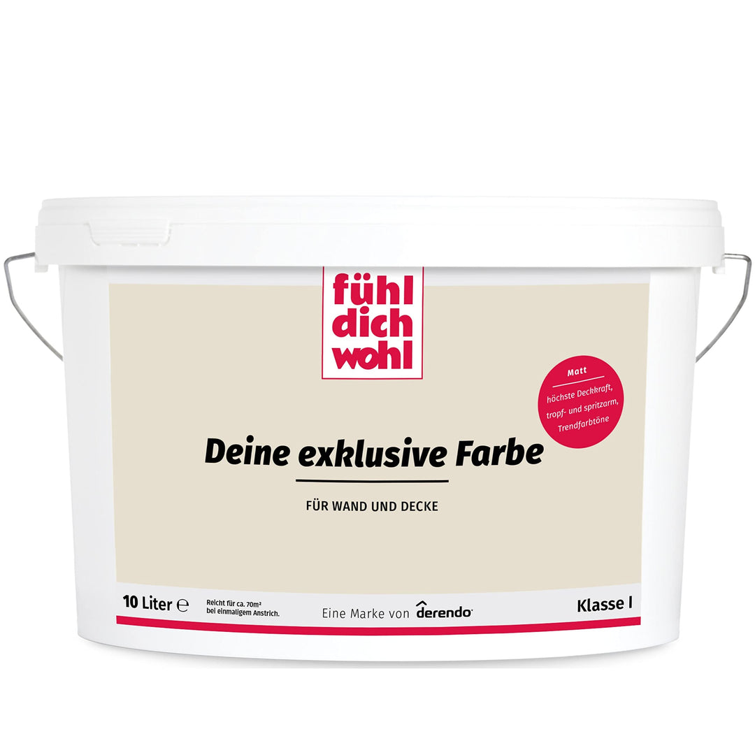 derendo Fühl Dich Wohl Deine Farbe beige, matte Wandfarbe beige, hohe Deckkraft, verschiedene Beiget