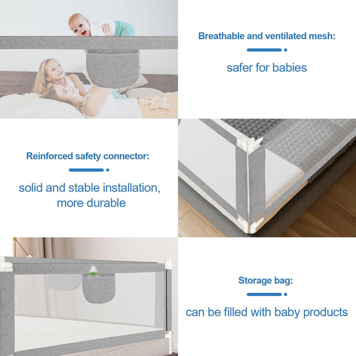 Ansobea 180cm Rausfallschutz Bett Rausfallschutz Kinderbett｜Bettschutzgitter für Kinder｜Bettschutzgi