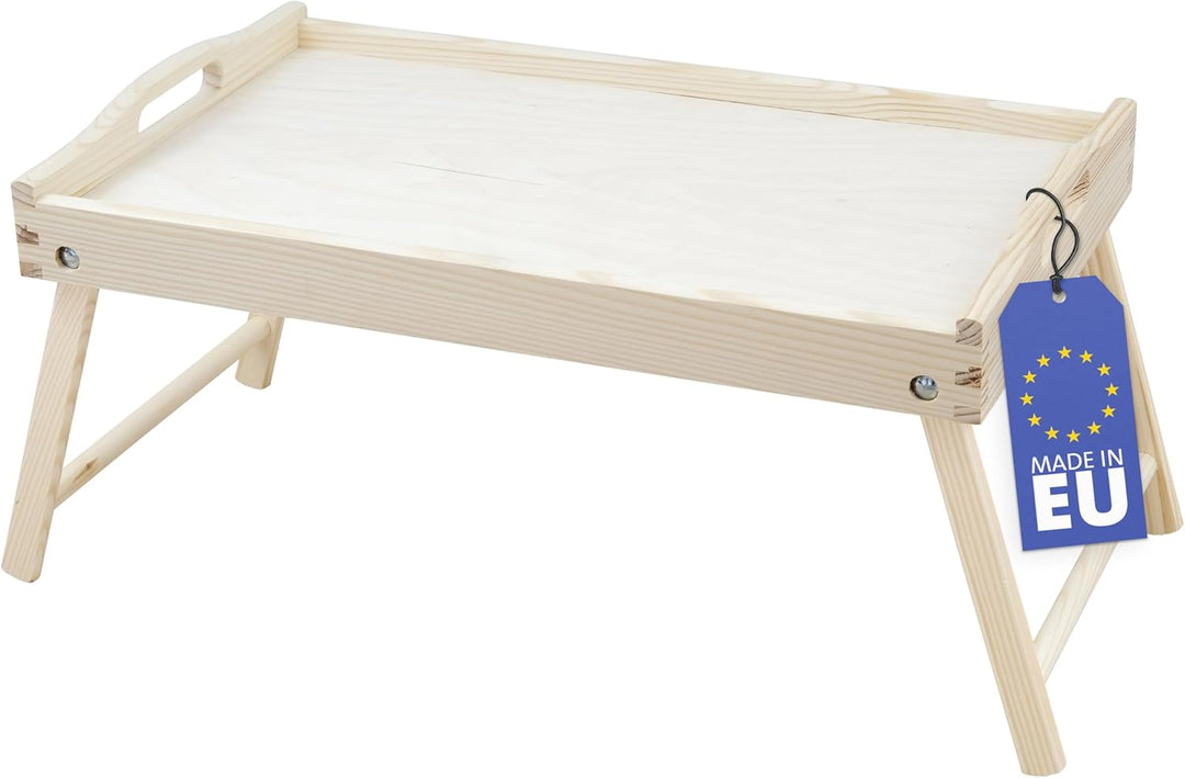 Rubberneck Betttablett aus Birkenholz, mit klappbaren Beinen, als Frühstückstablett und Serviertable